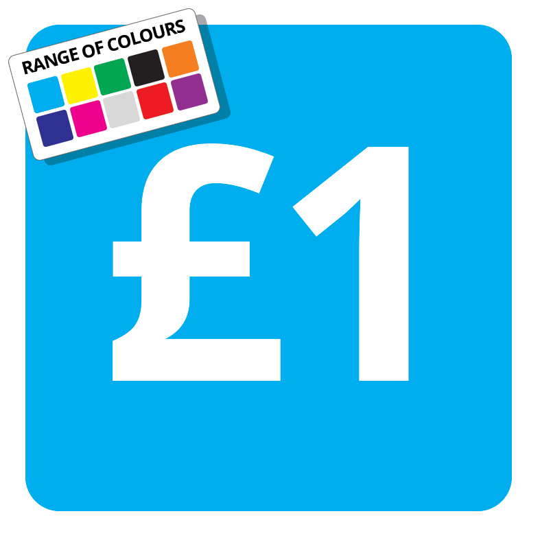 £1 Printed Price Sticker - 25mm Square Light Blue