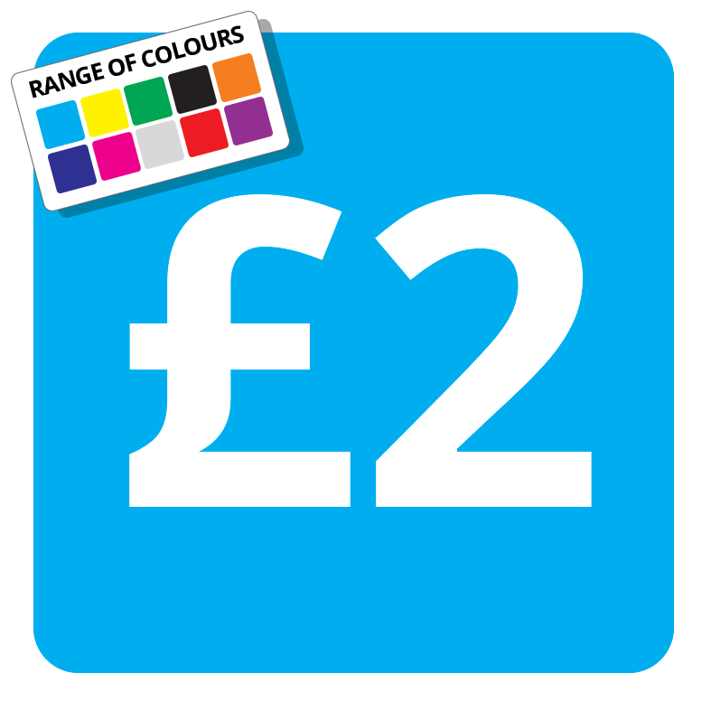 £2 Printed Price Sticker - 51mm Square Light Blue