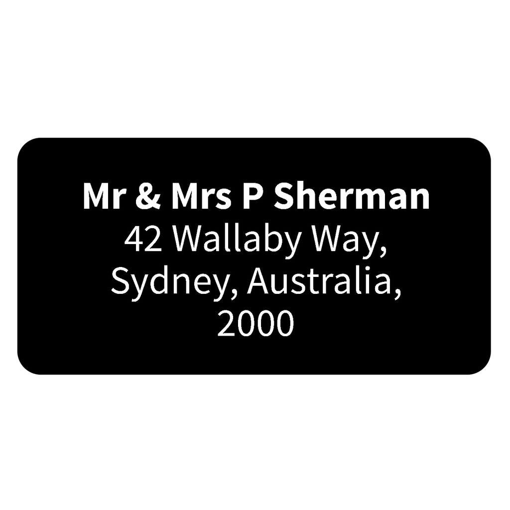 Black - Printed Return Address Labels - 40mm x 20mm