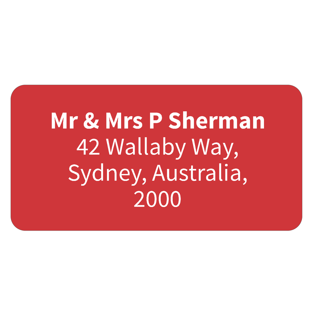 Red - Printed Return Address Labels - 40mm x 20mm