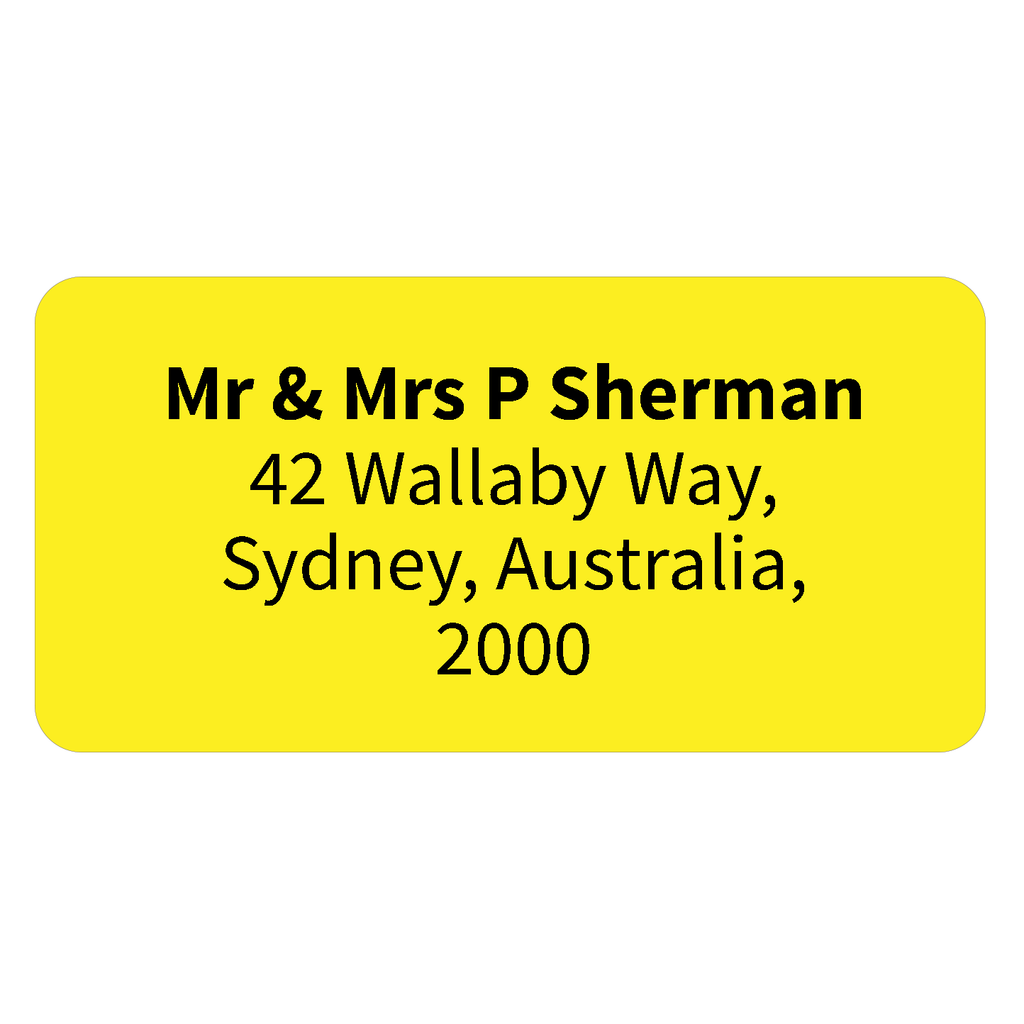 Yellow - Printed Return Address Labels - 40mm x 20mm