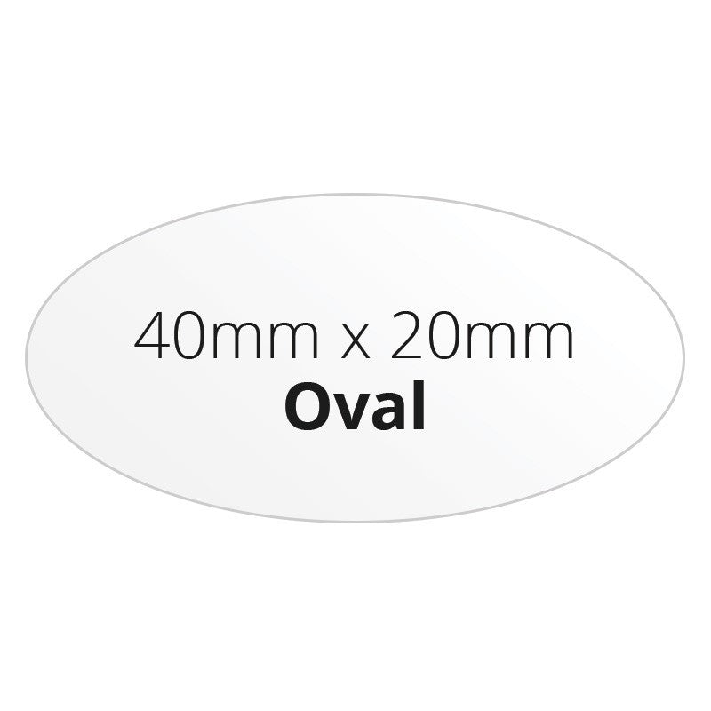 40mm x 20mm Oval - Premium Paper - Printed Labels & Stickers - StickerShop