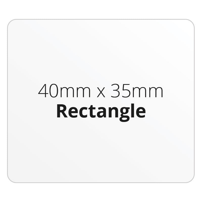 White & Black Stick On Size Labels – 35mm X 26mm – FREE P&P