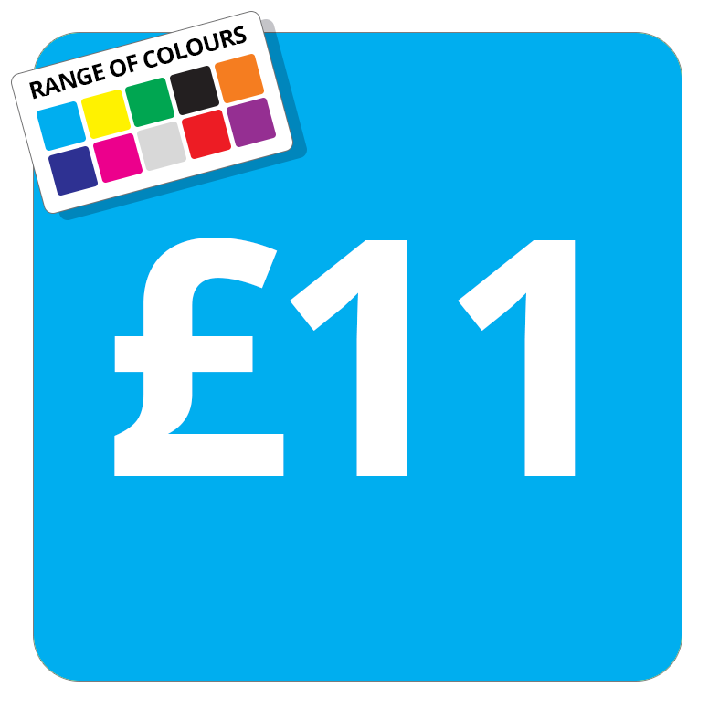 £11 Printed Price Sticker - 25mm Square Light Blue