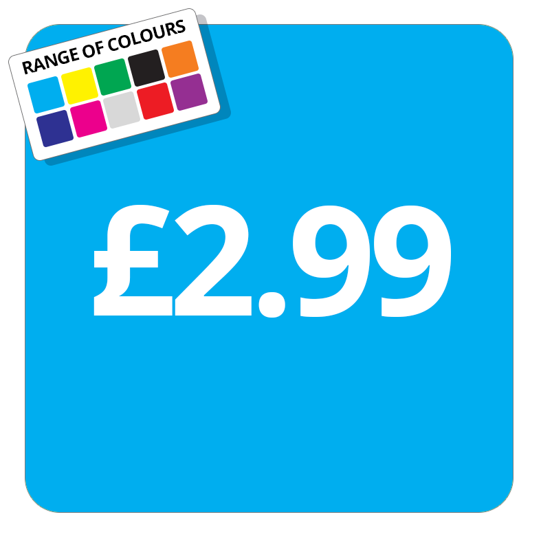 £2.99 Printed Price Sticker - 25mm Square Light Blue