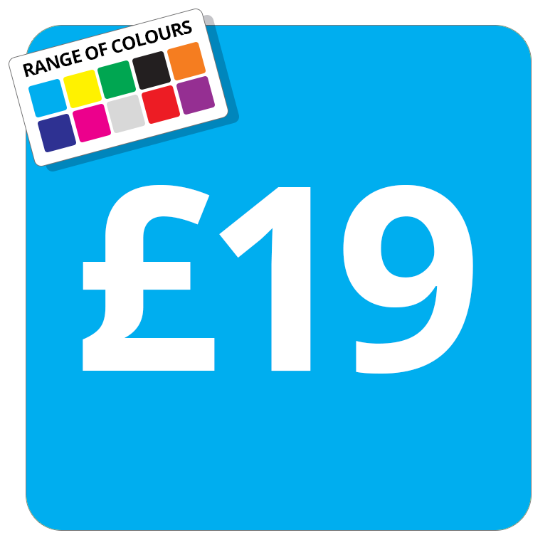 £19 Printed Price Sticker - 51mm Square Light Blue