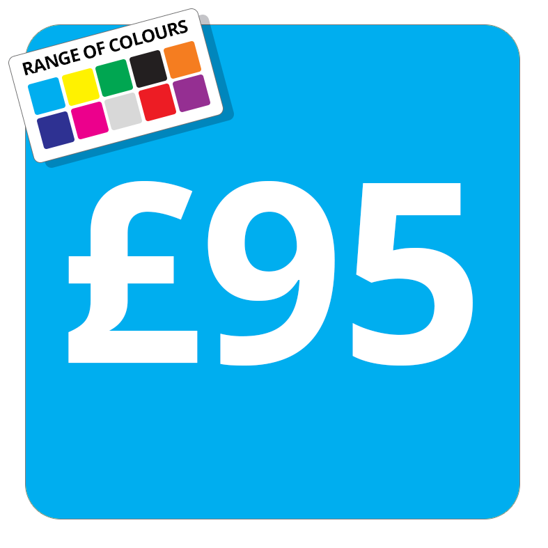 £95 Printed Price Sticker - 51mm Square Light Blue