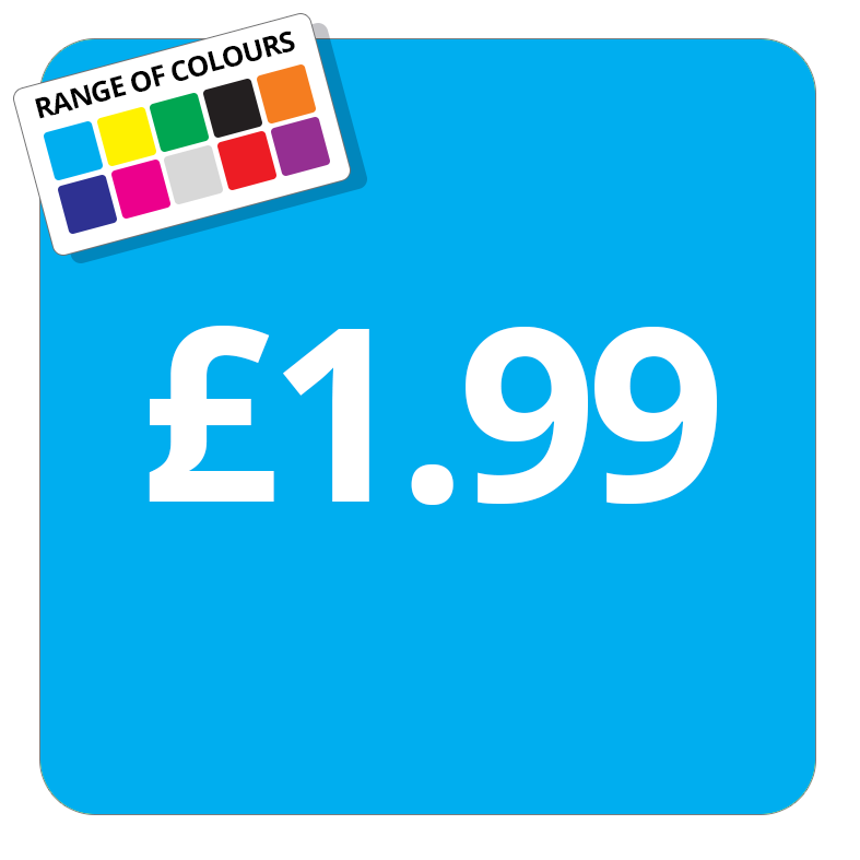 £1.99 Printed Price Sticker - 37mm Square  Light Blue
