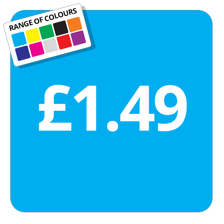 £1.49 Printed Price Sticker - 25mm Square Light Blue