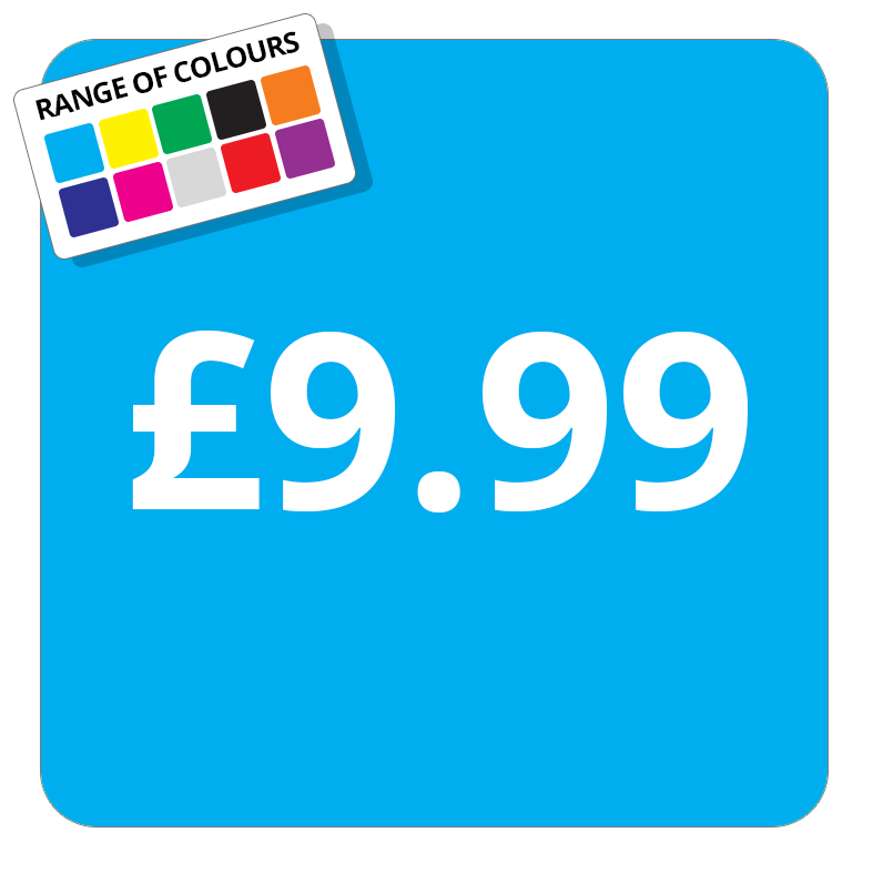 £9.99 Printed Price Sticker - 51mm Square Light Blue