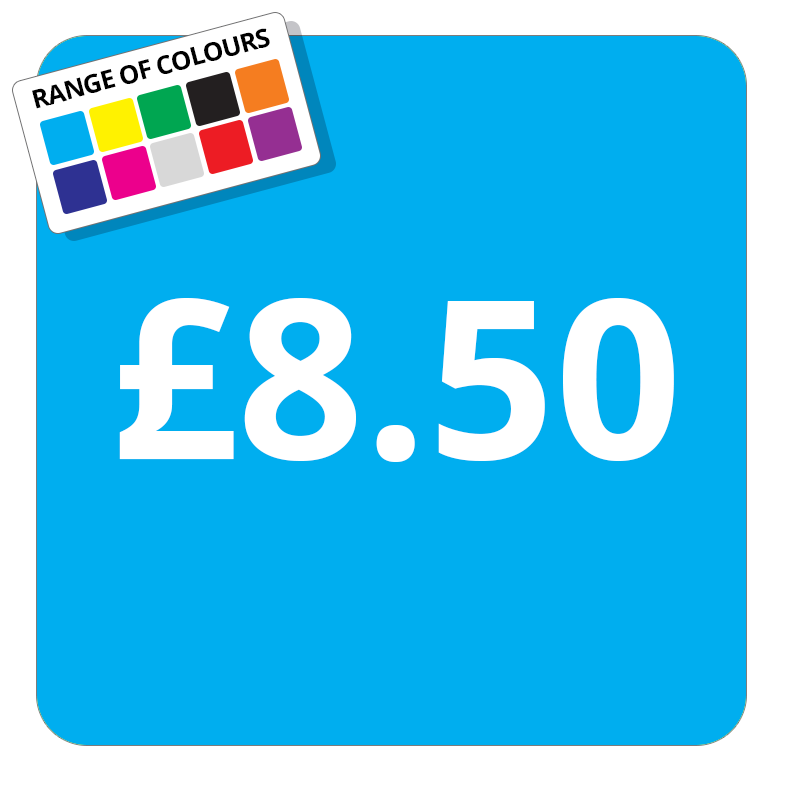 £8.50 Printed Price Sticker - 37mm Square  Light Blue