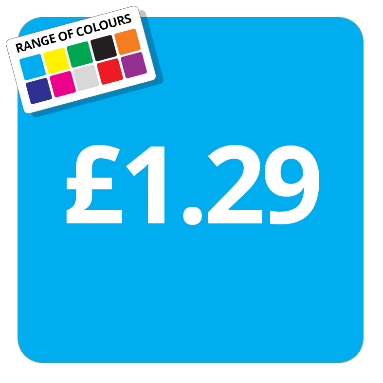 £1.29 Printed Price Sticker - 51mm Square Light Blue