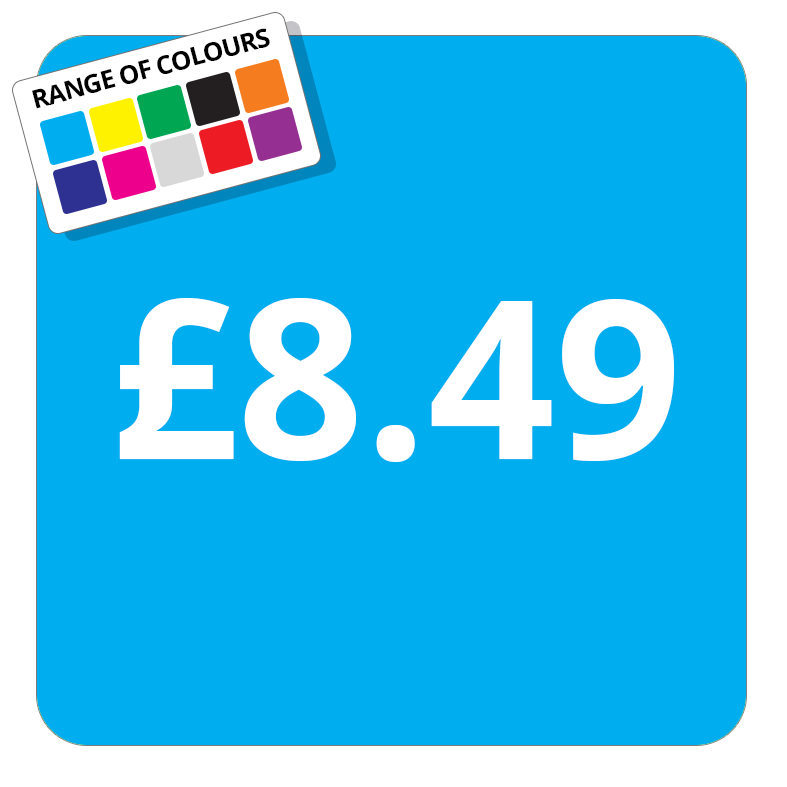£8.49 Printed Price Sticker - 37mm Square  Light Blue