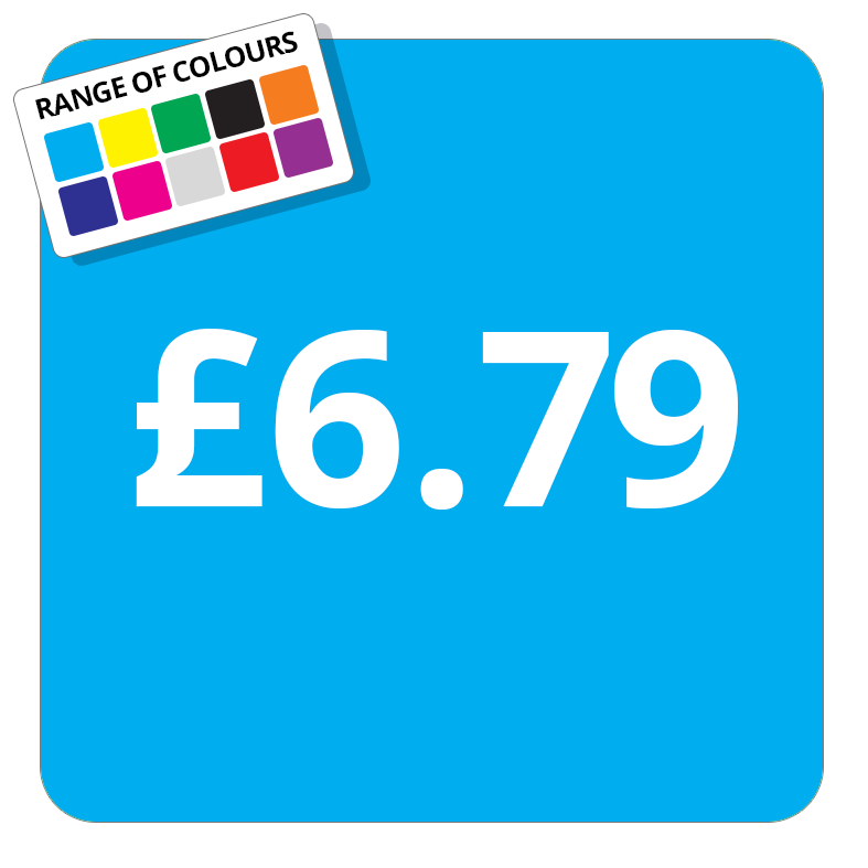 £6.79 Printed Price Sticker - 25mm Square Light Blue