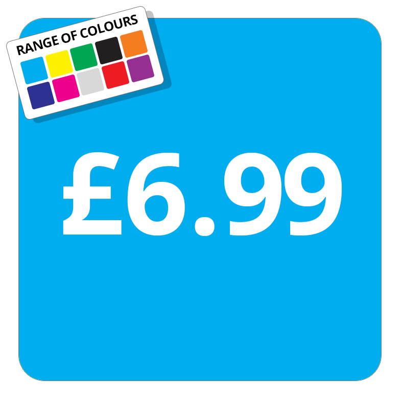 £6.99 Printed Price Sticker - 37mm Square  Light Blue