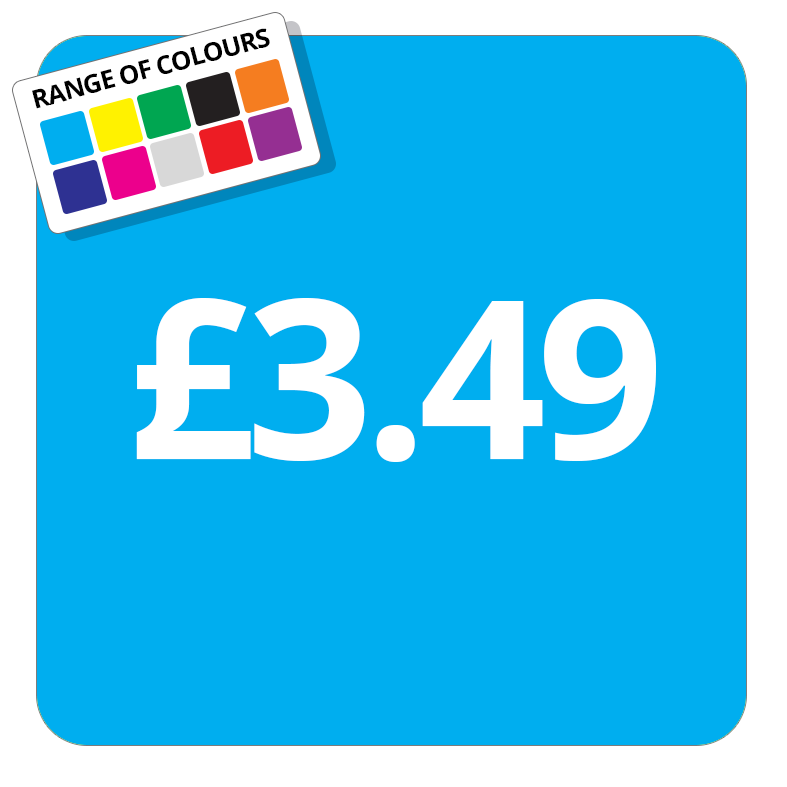 £3.49 Printed Price Sticker - 25mm Square Light Blue