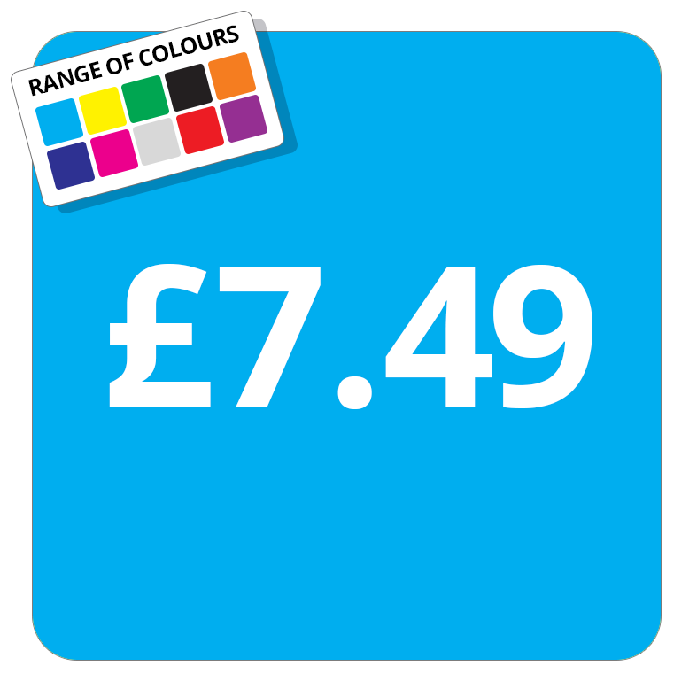 £7.49 Printed Price Sticker - 37mm Square  Light Blue