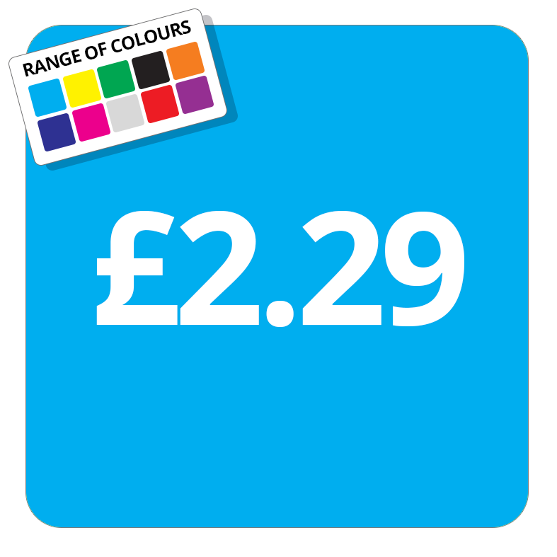 £2.29 Printed Price Sticker - 37mm Square  Light Blue