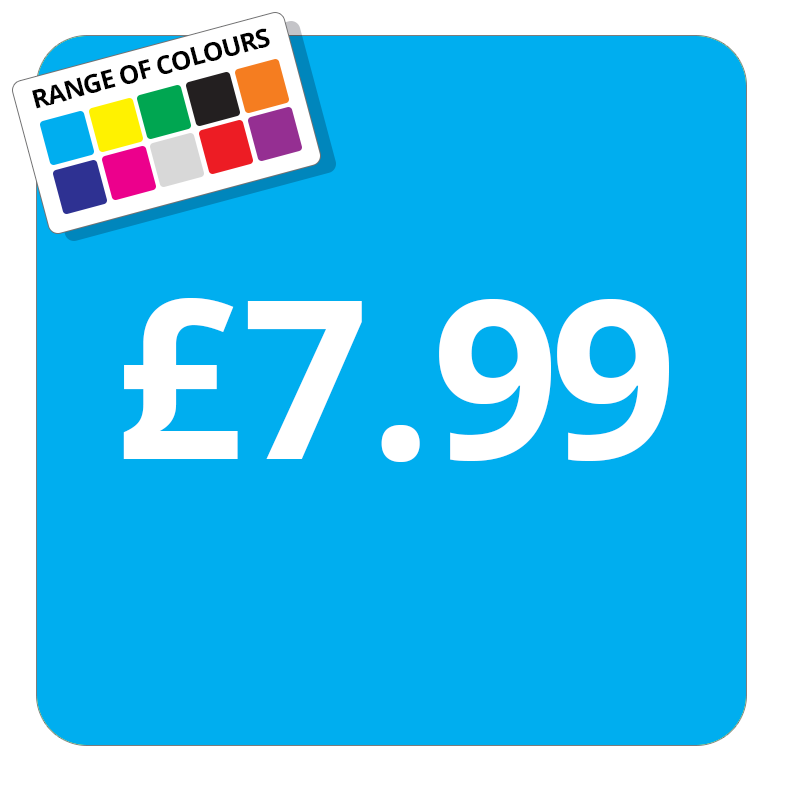 £7.99 Printed Price Sticker - 51mm Square Light Blue