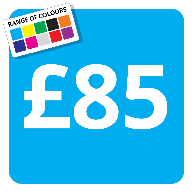 £80 Printed Price Sticker - 25mm Square Light Blue