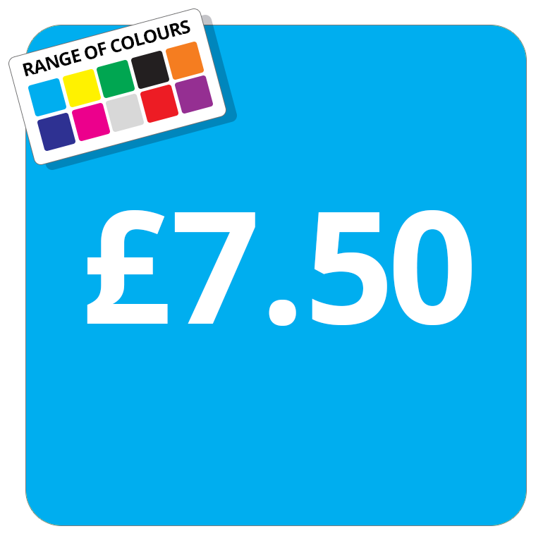 £7.50 Printed Price Sticker - 25mm Square Light Blue