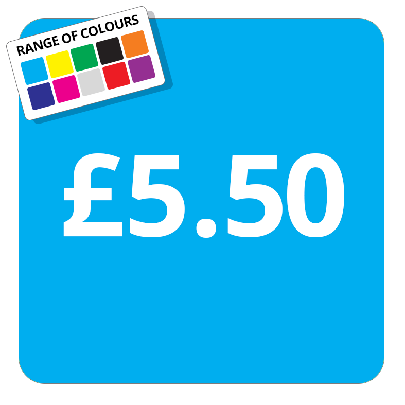 £5.50 Printed Price Sticker - 37mm Square  Light Blue