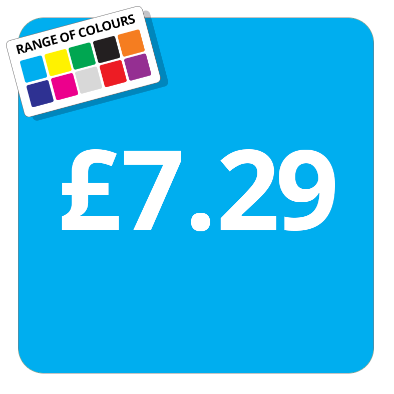 £7.29 Printed Price Sticker - 51mm Square Light Blue