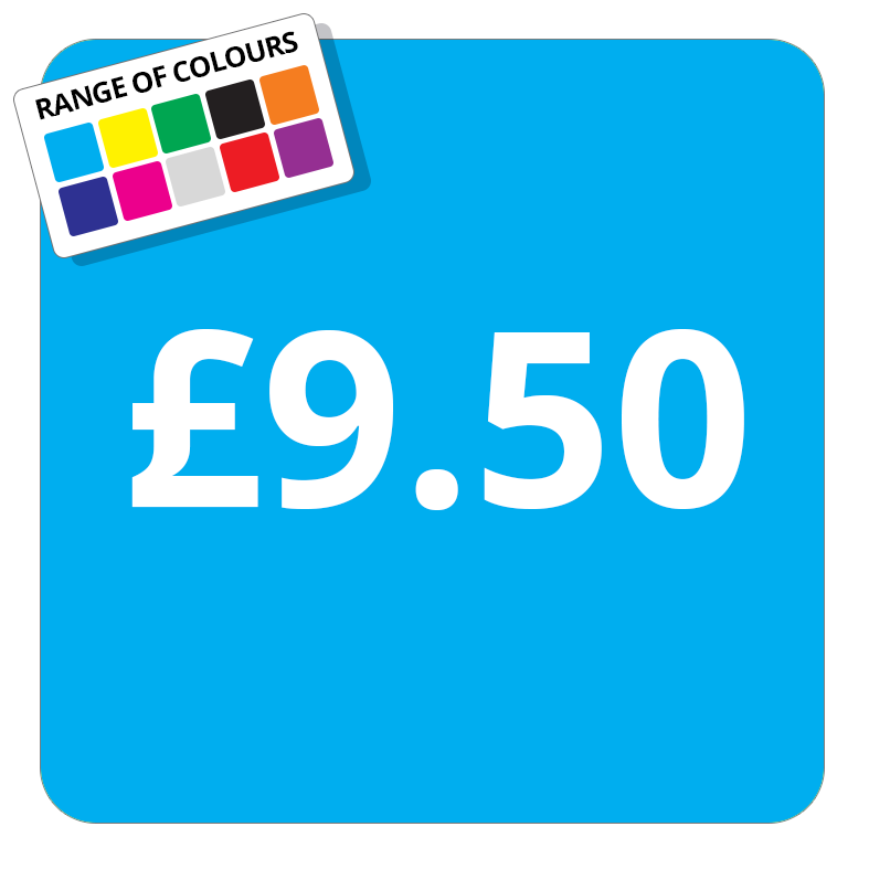 £9.50 Printed Price Sticker - 25mm Square Light Blue