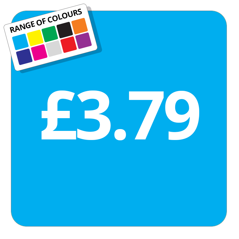 £3.79 Printed Price Sticker - 51mm Square Light Blue