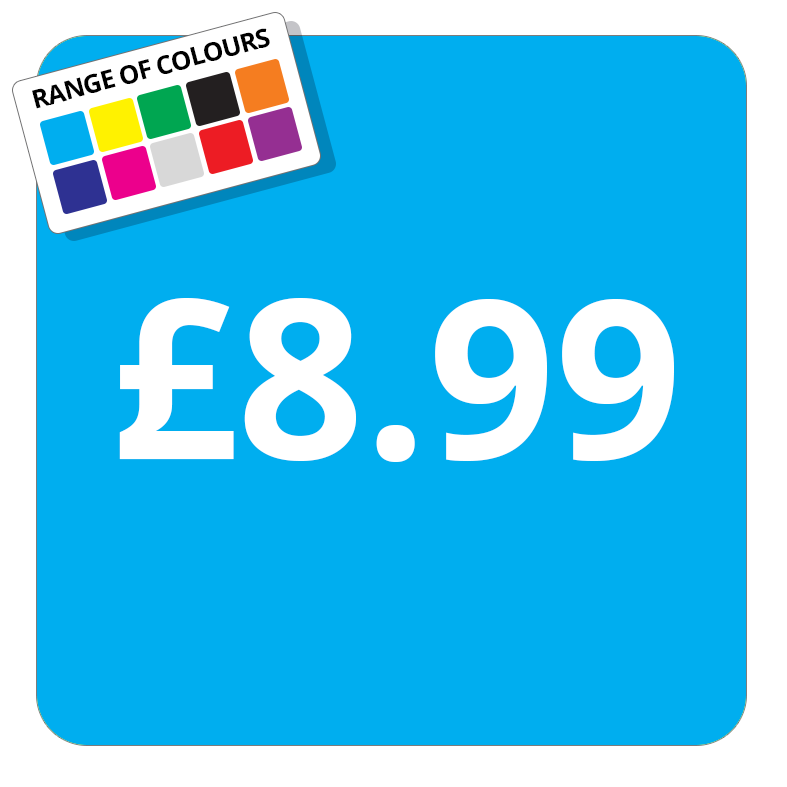 £8.99 Printed Price Sticker - 37mm Square  Light Blue