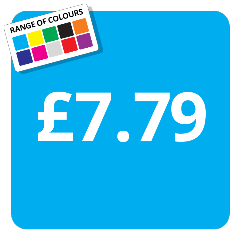 £7.79 Printed Price Sticker - 25mm Square Light Blue