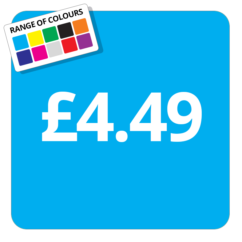 £4.49 Printed Price Sticker - 37mm Square  Light Blue