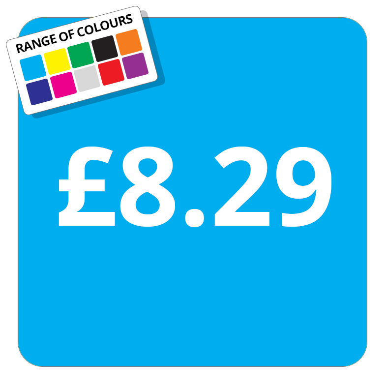 £8.29 Printed Price Sticker - 37mm Square  Light Blue
