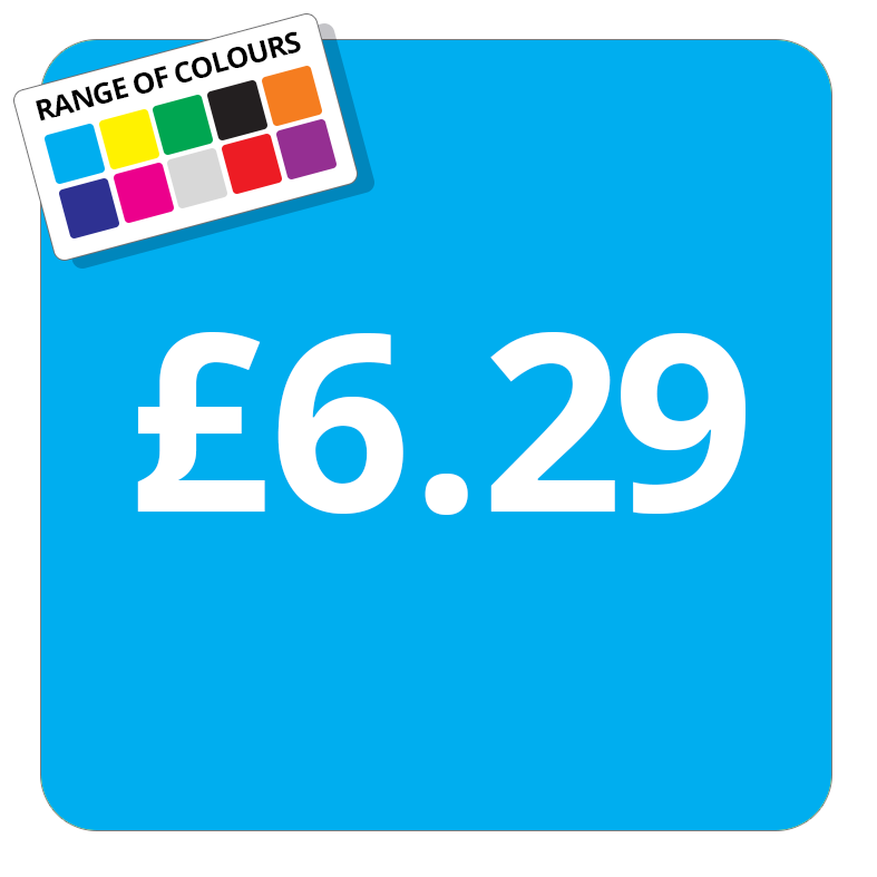 £6.29 Printed Price Sticker - 25mm Square Light Blue
