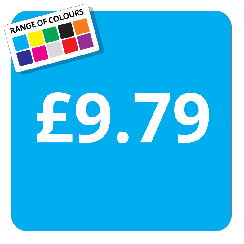 £9.79 Printed Price Sticker - 37mm Square  Light Blue