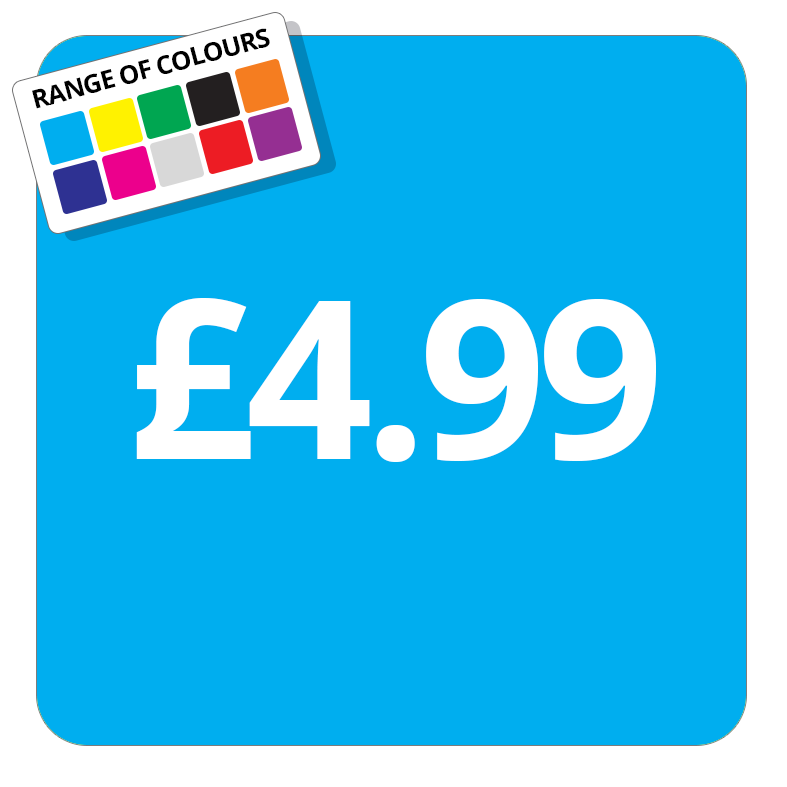 £4.99 Printed Price Sticker - 51mm Square Light Blue