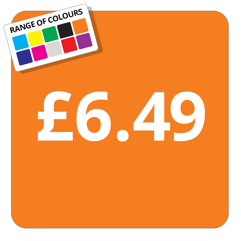 £6.49 Printed Price Sticker - 37mm Square  Light Blue