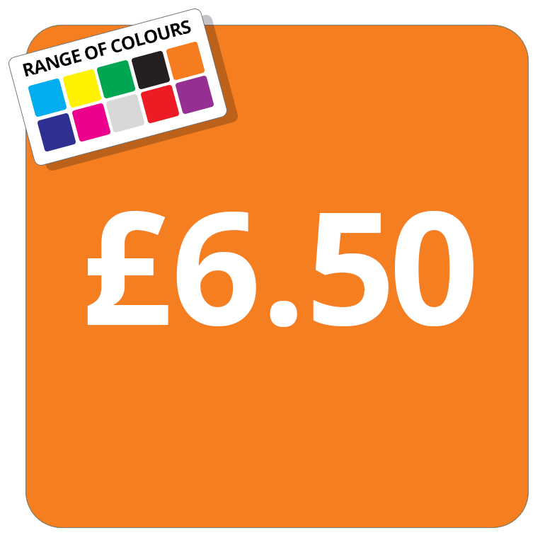 £6.50 Printed Price Sticker - 51mm Square Light Blue