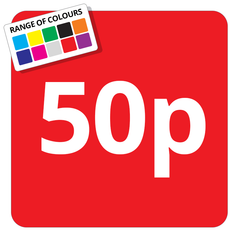 50p Printed Price Sticker - 25mm Square