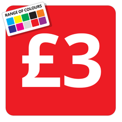 £3 Printed Price Sticker - 25mm Square