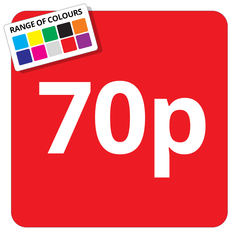 70p Printed Price Sticker - 25mm Square