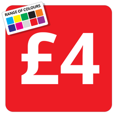 £4 Printed Price Sticker - 25mm Square