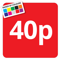 40p Printed Price Sticker - 25mm Square