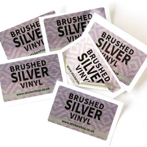Brushed Silver<br> Labels Printed Stickers